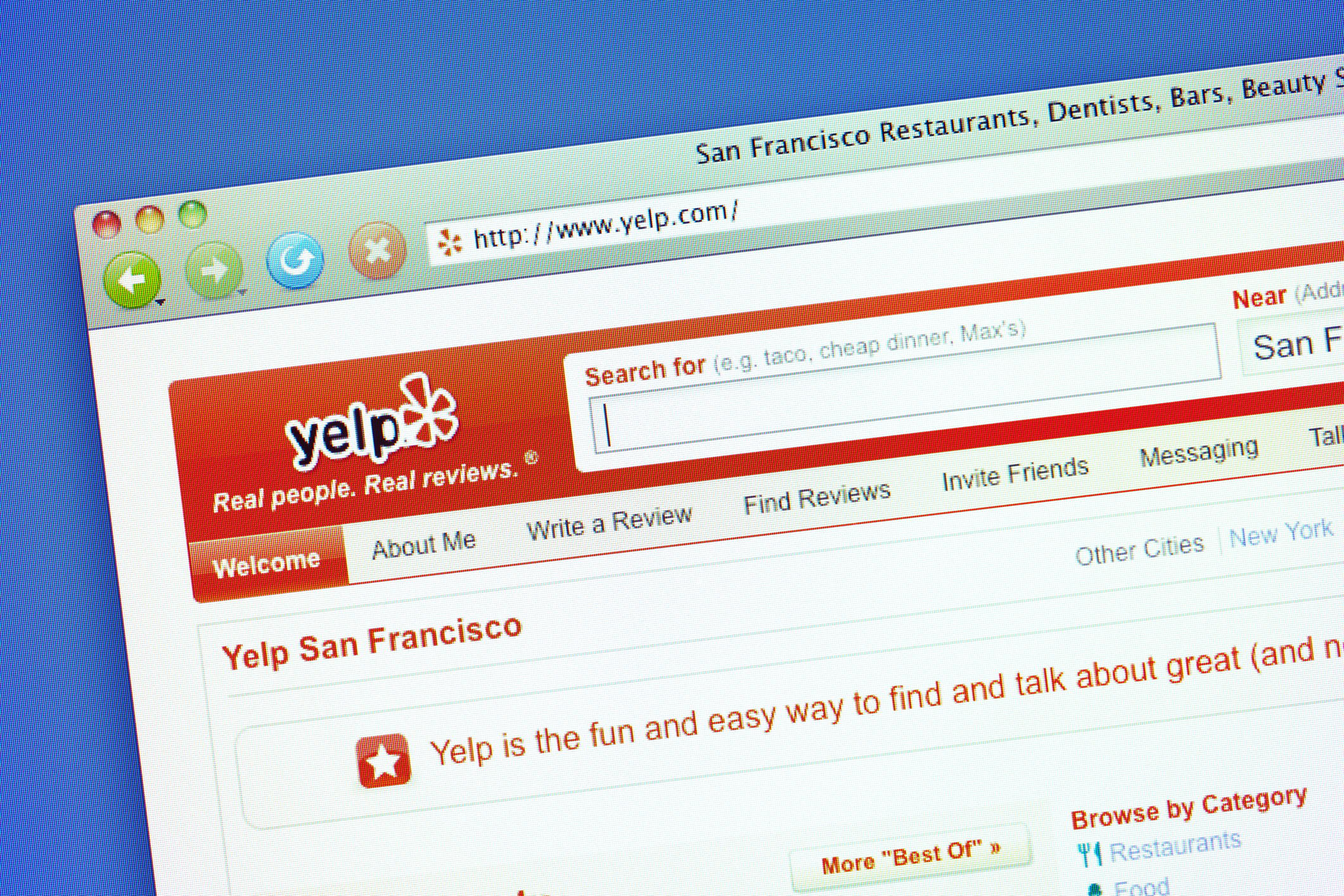 Screenshot of Yelp page