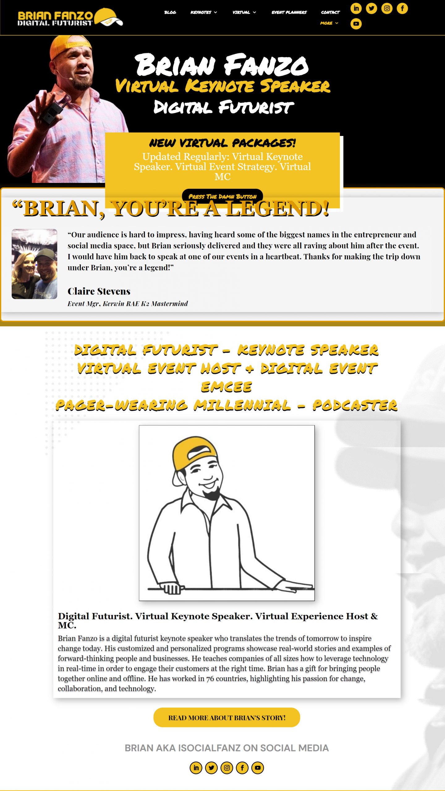 Screenshot of Brian Fanzo's website