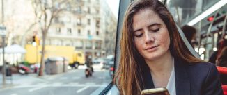 woman searching on a smartphone